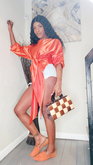 Orange Tie Front Dress