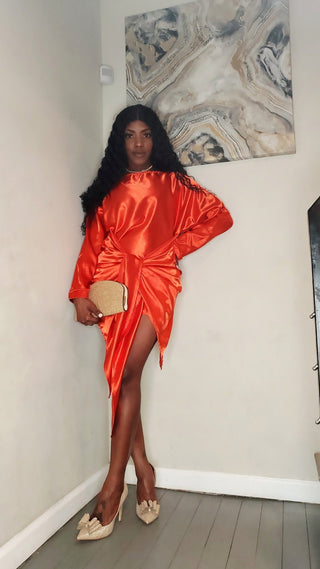 Orange Tie Front Dress