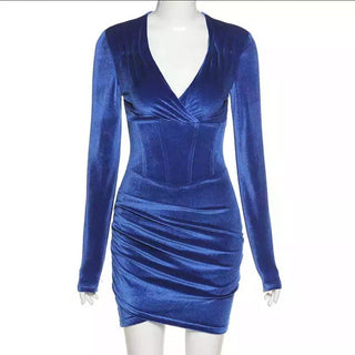 Blue Velvet Dress