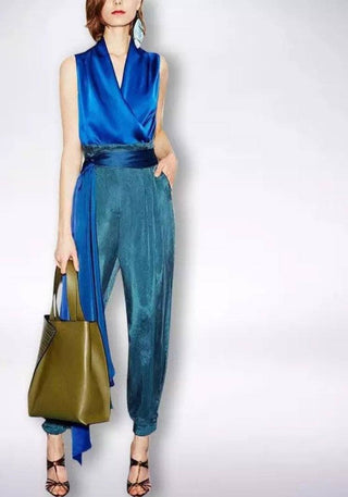 Women's Vintage Blue Top Pants